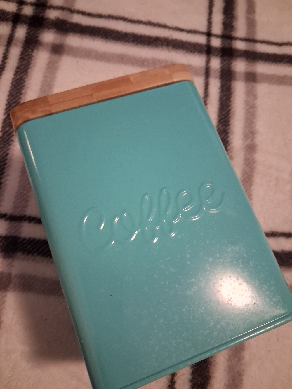 Turquoise Coffee Storage Canister with Bamboo Lid